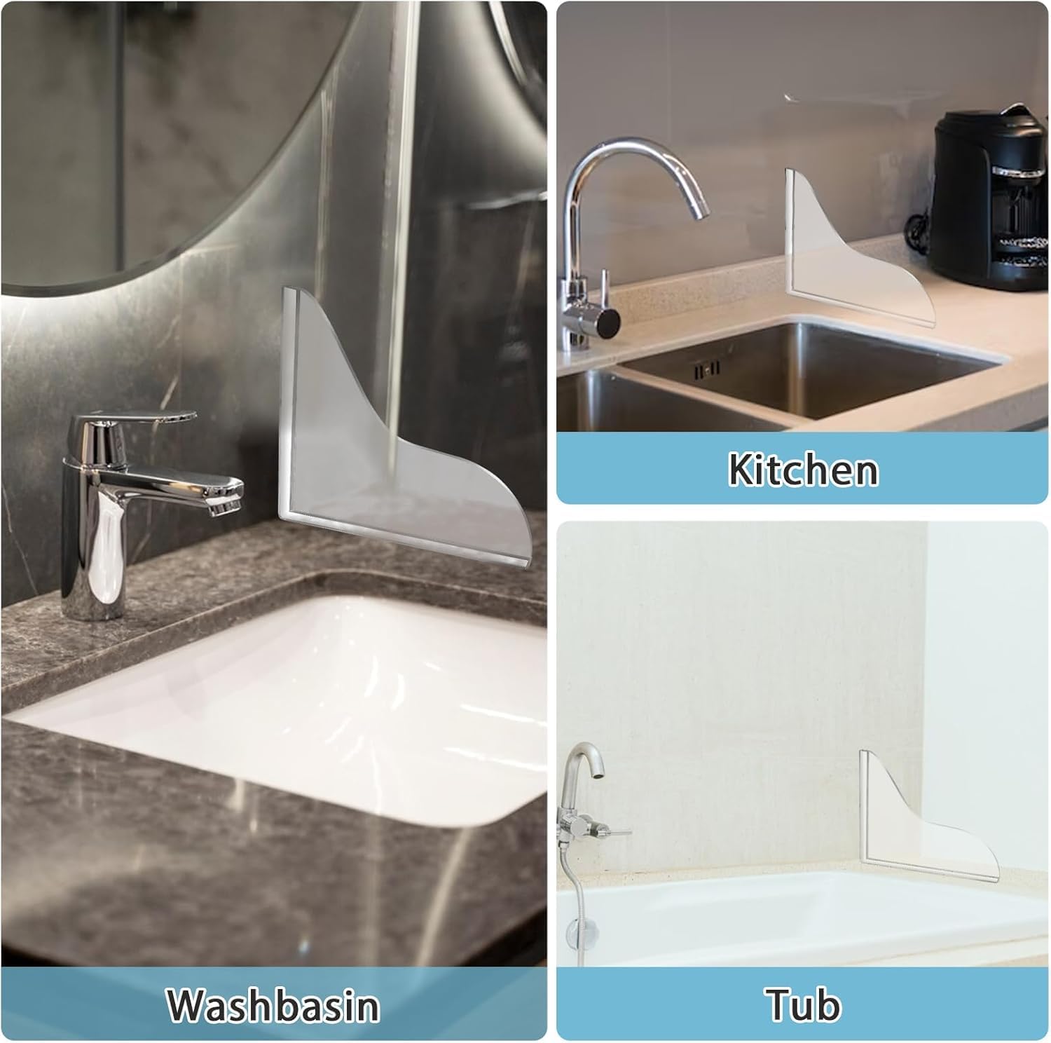 2 PCS Acrylic Shower Splash Guard with Adhesive