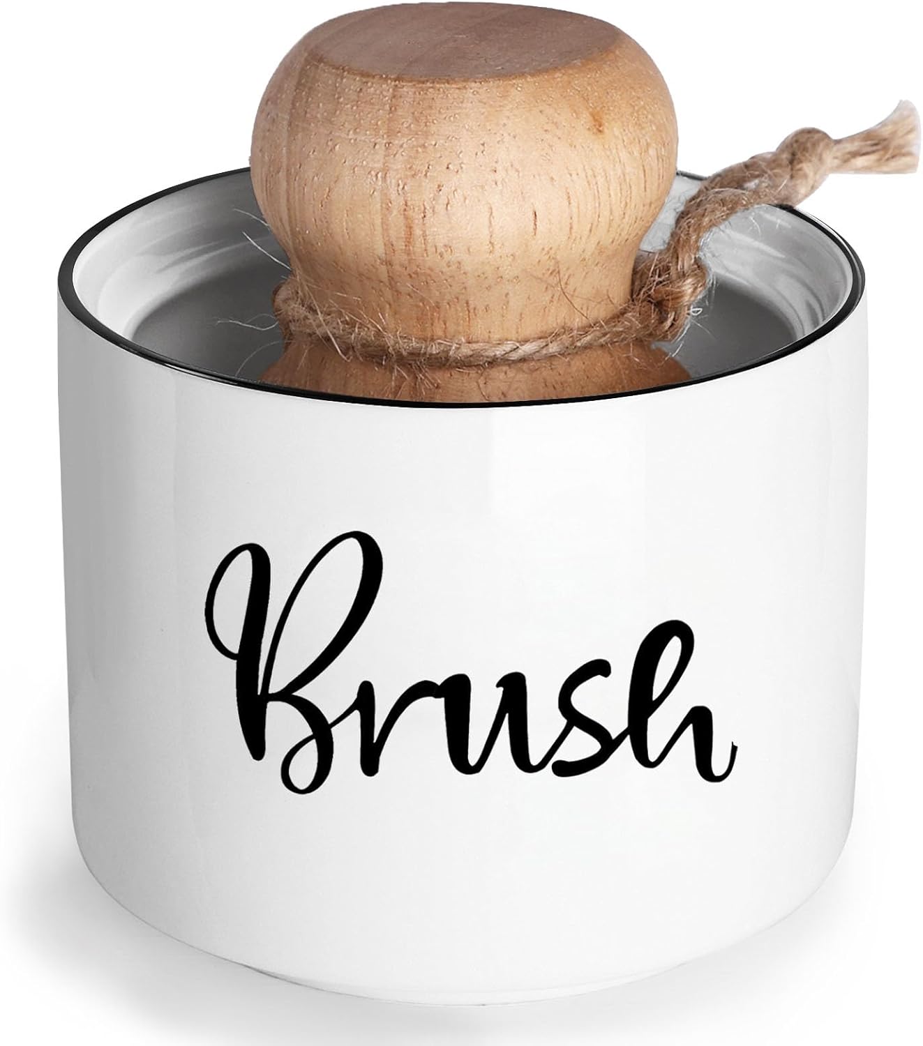 ONTUBE Ceramic Dish Brush Holder 8 oz White