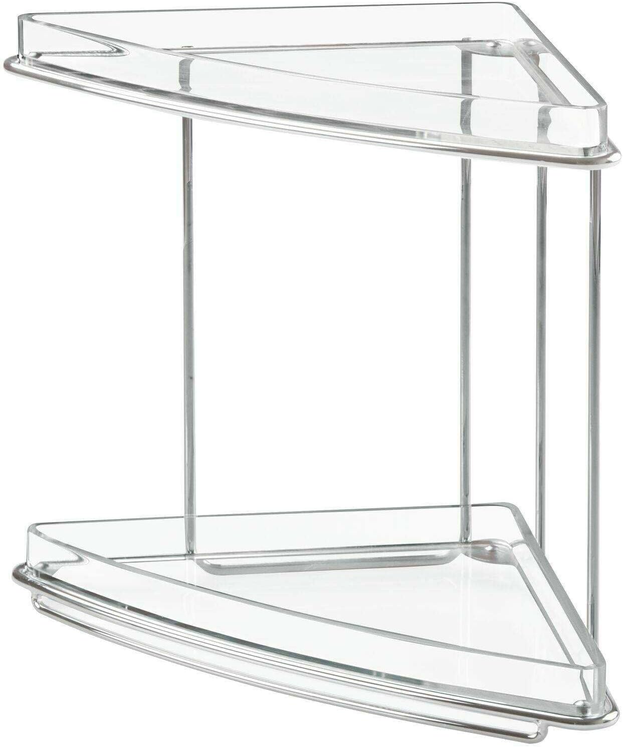 LKOP Corner Storage Caddy with 2 Shelves - Clear Chrome
