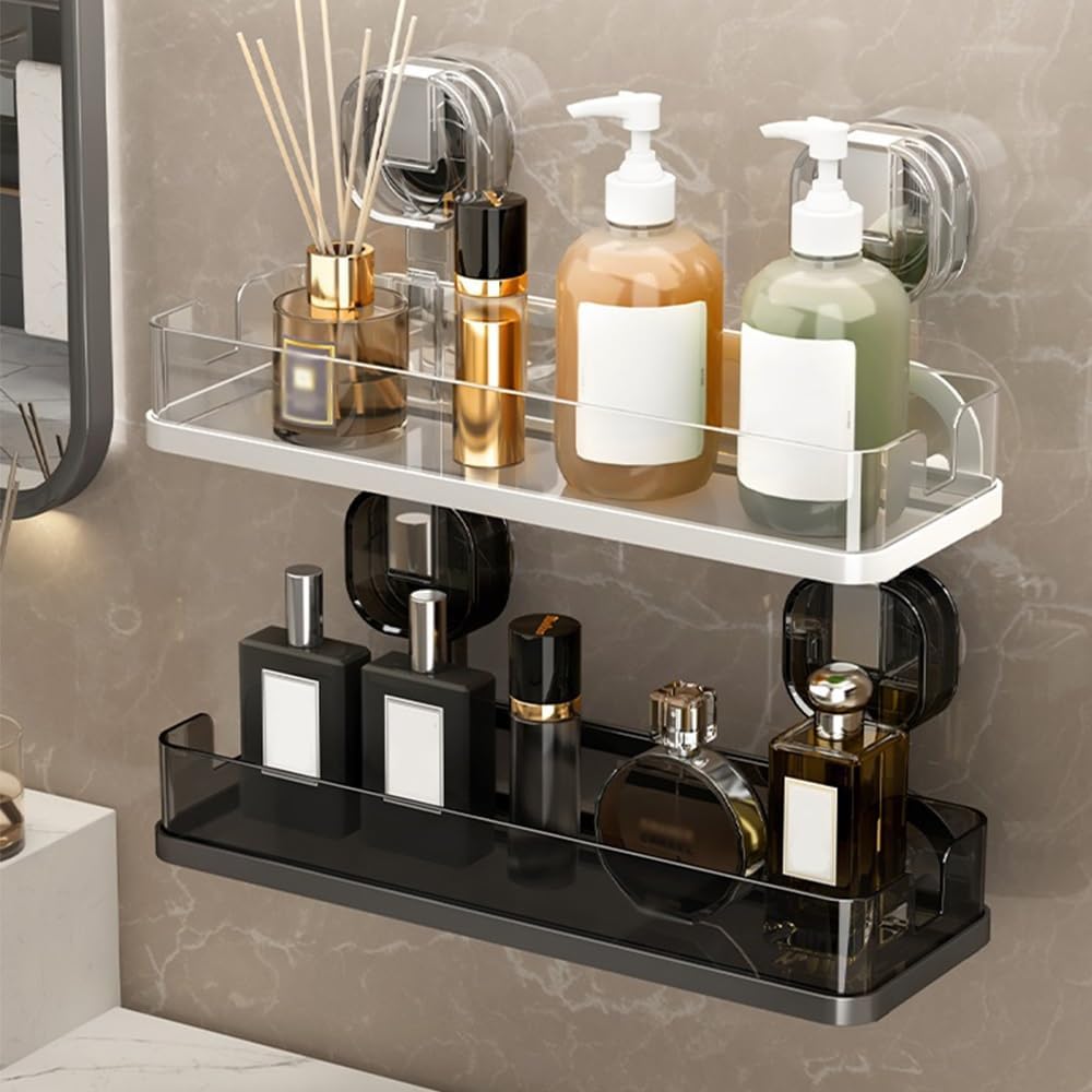 ANNBKA Transparent Gray Shower Caddy Wall Mount Storage Rack