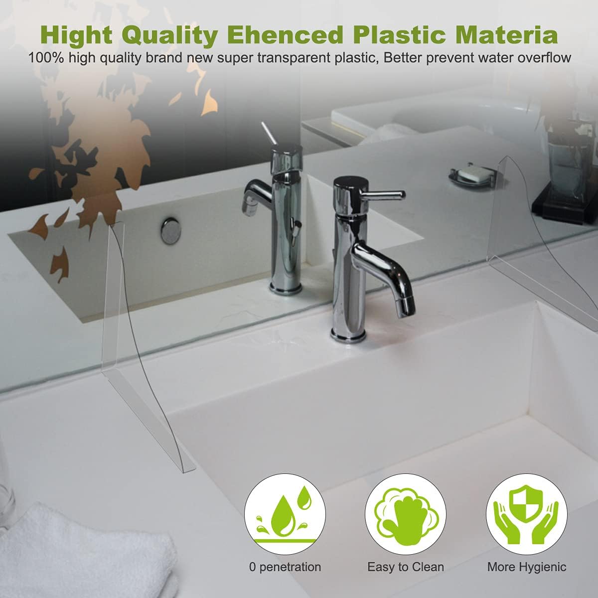 2 Pack Bathtub Splash Guard with 3M Viscose Clear EVA Plastic