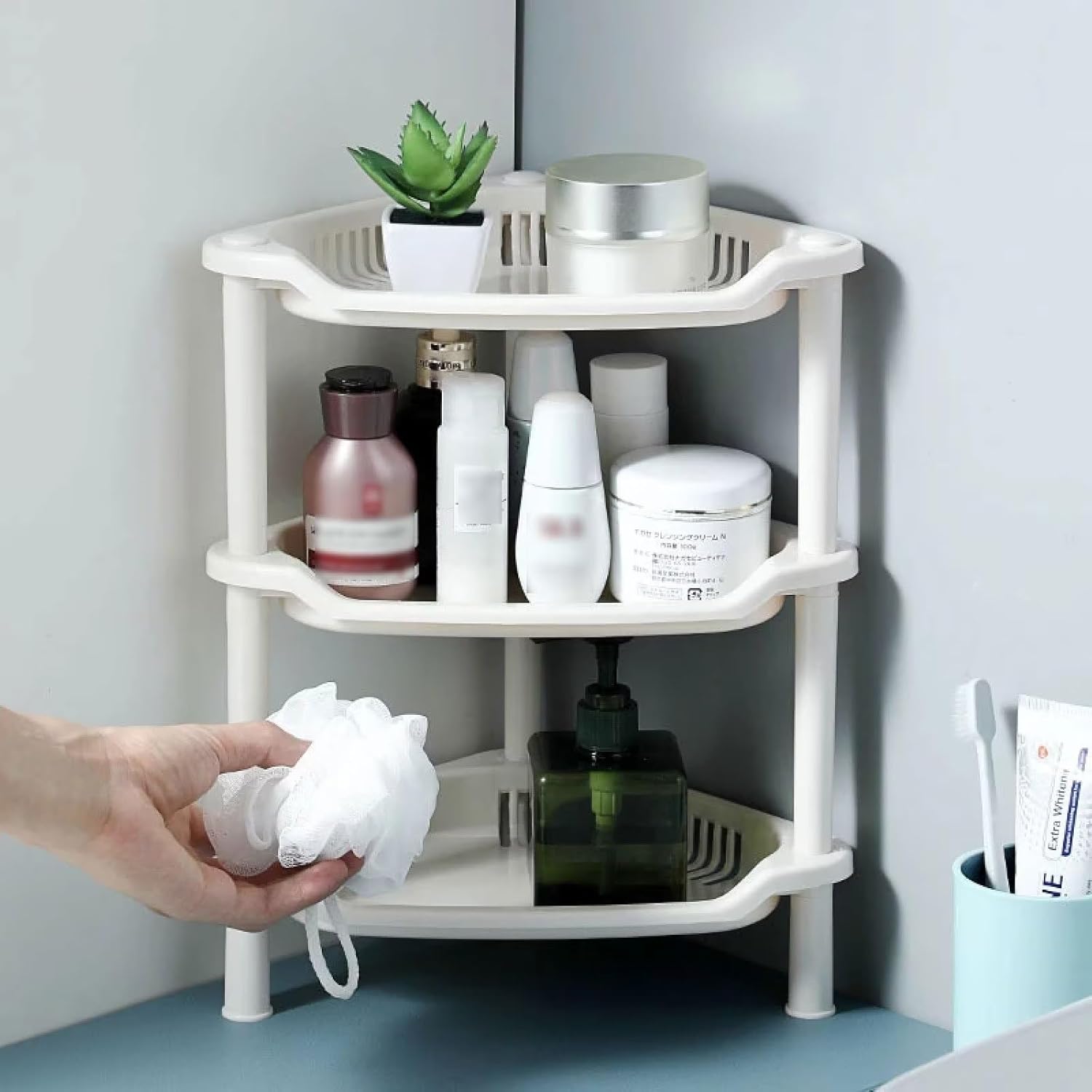 Typutomi 3 Tier Shower Caddy Organizer Shelf Blue