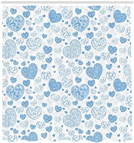 Ambesonne Love Shower Curtain Blue Cream