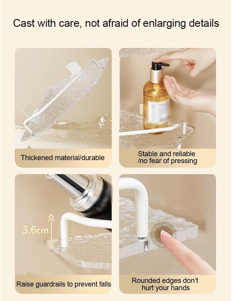Shower Shelf Racks Bathroom Acrylic Triangle Storage Rack Double Layer with Pole