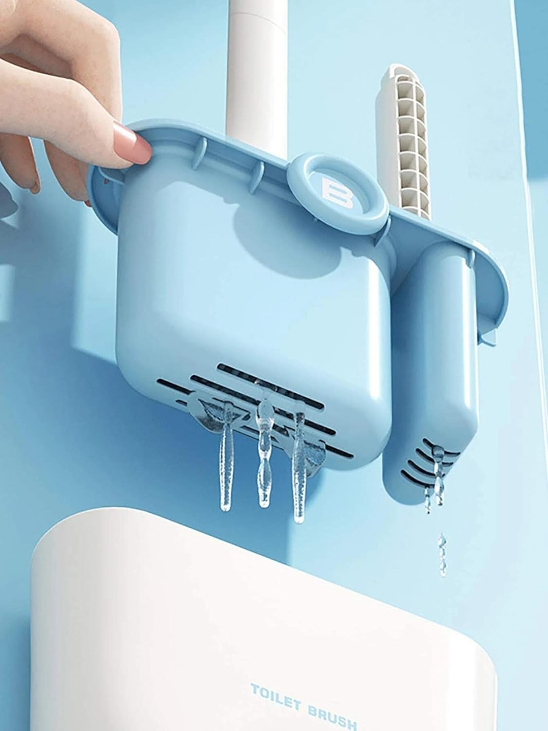 Silicone Toilet Brush with Wall Holder Set 1