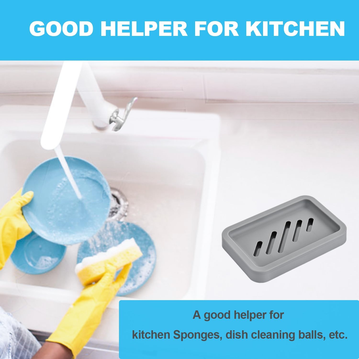 Mcyye 2PCS Grey Soap Holders Self Draining Bathroom Sink and Shower Accessories