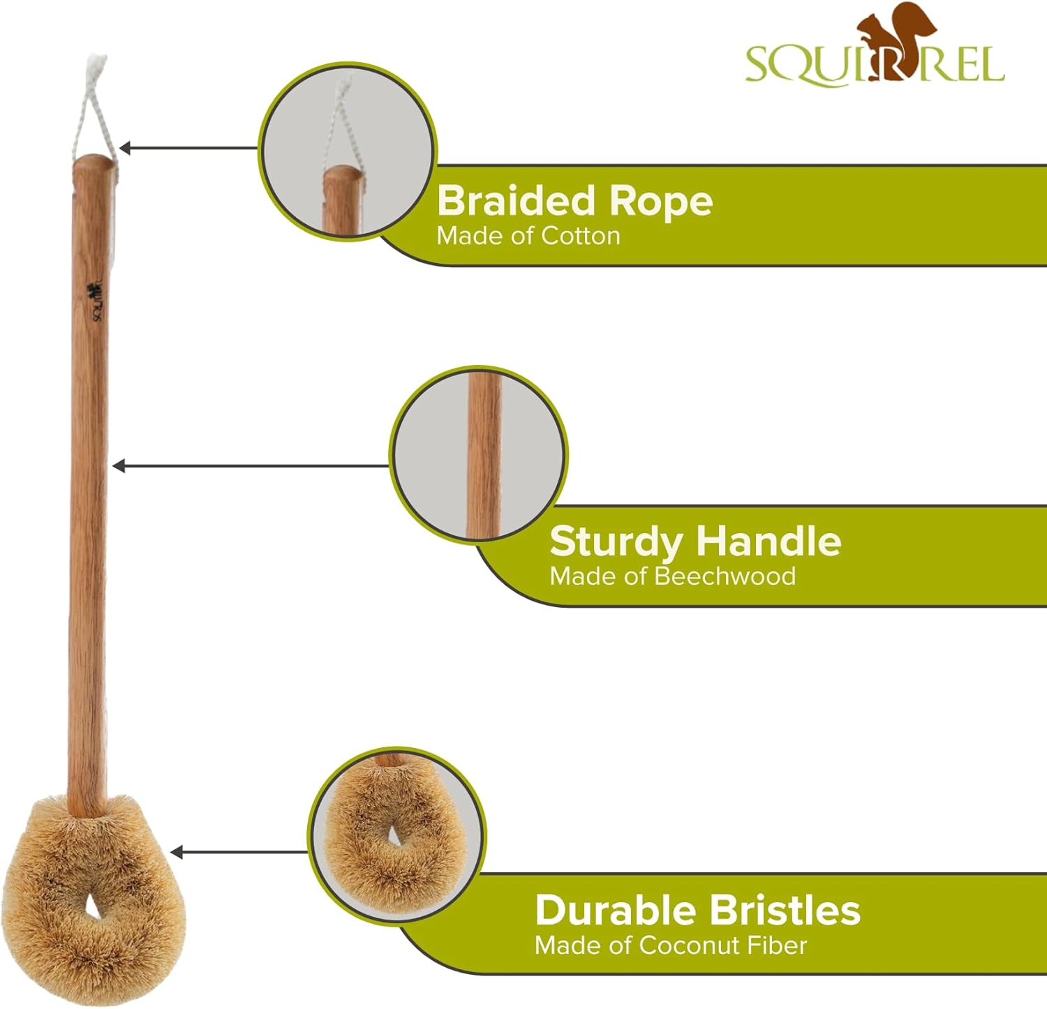 Squirrel Eco-Friendly Toilet Brush with Hanging Hook Pack of 2 1