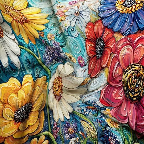 Colorful Floral Shower Curtain with Hooks