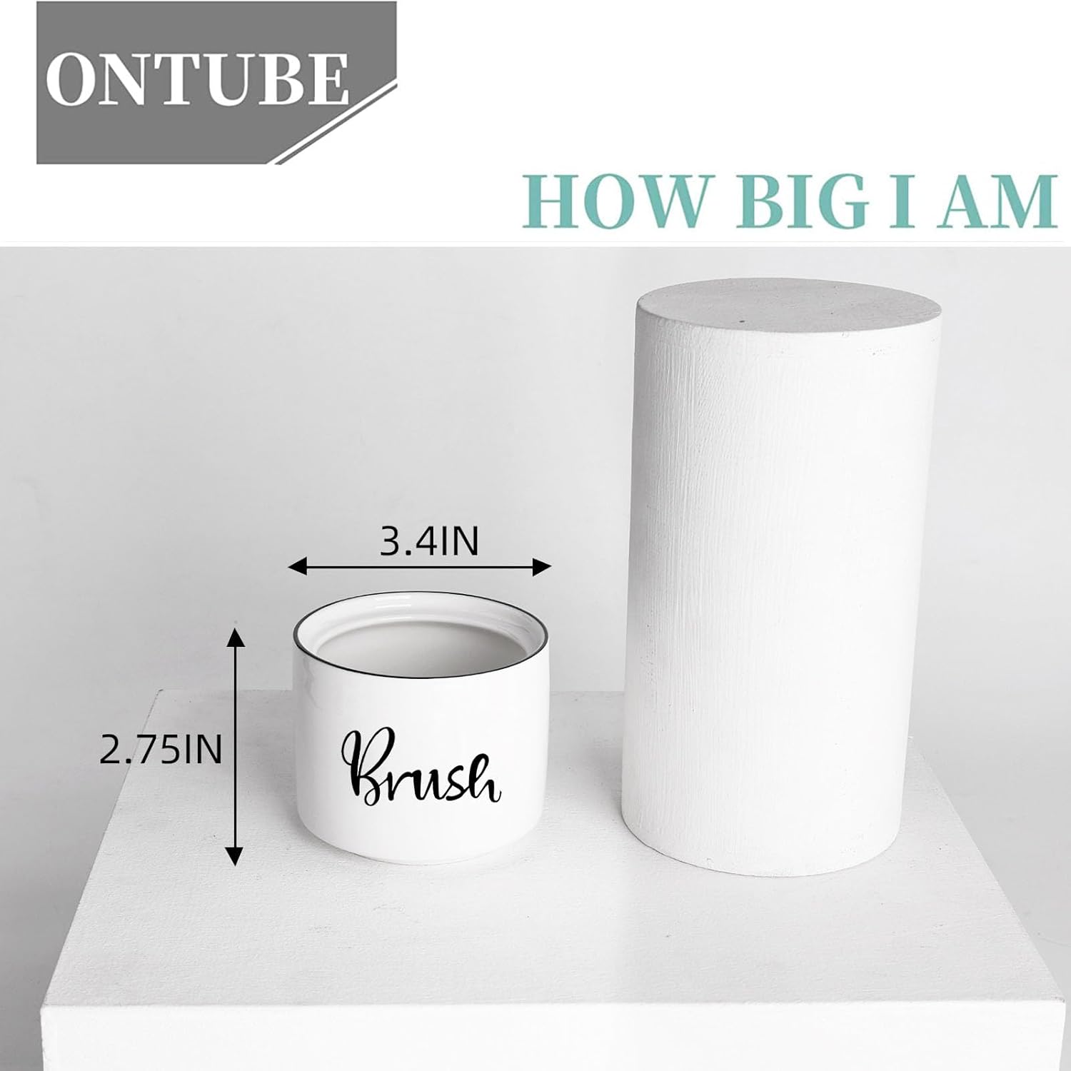 ONTUBE Ceramic Dish Brush Holder 8 oz White