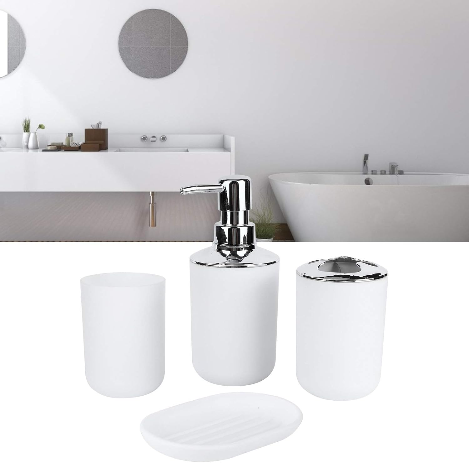 PerGar 4Pcs White Bathroom Accessory Set