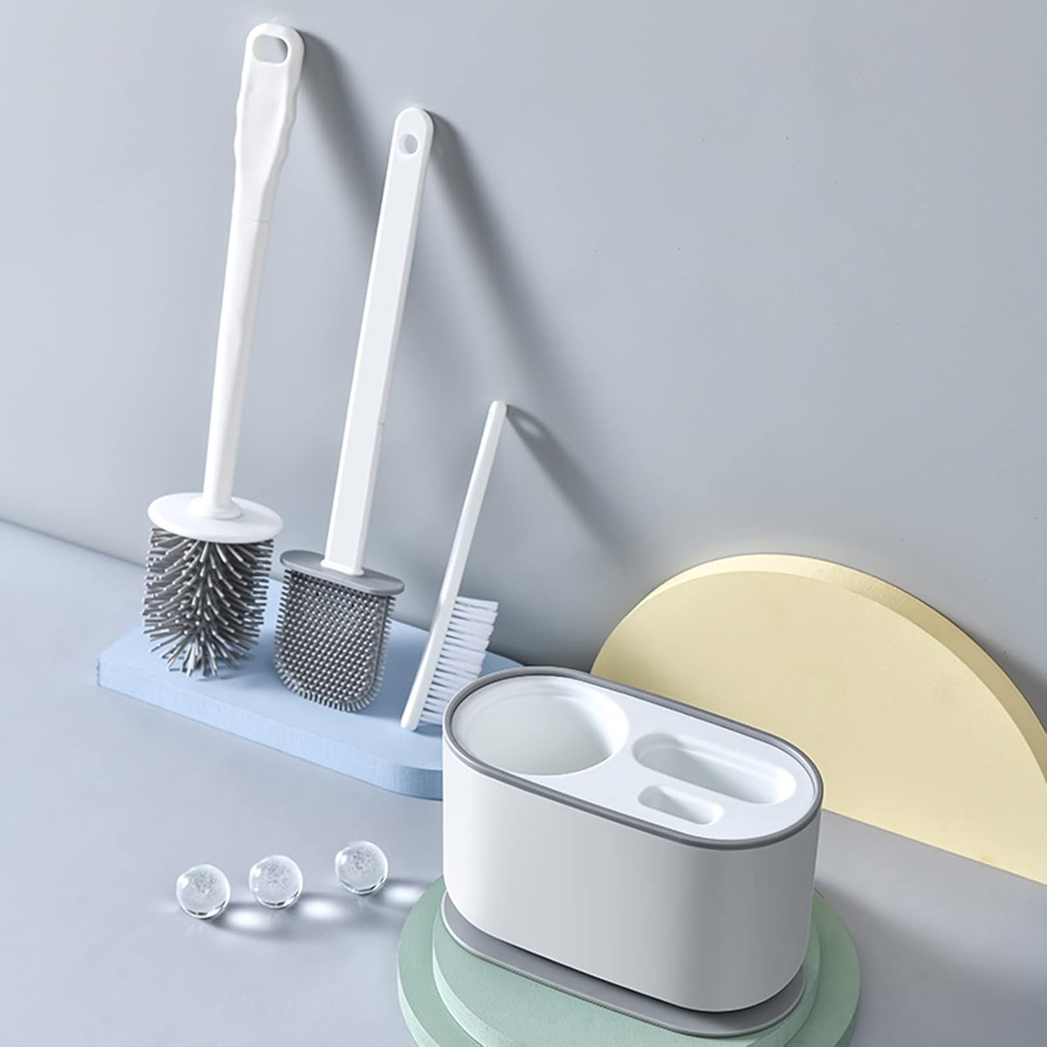 Stylish Toilet Brush with Holder White