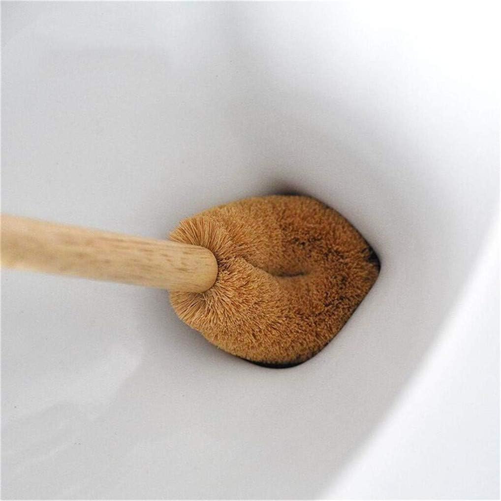 2 Pack Wooden Handle Toilet Brush with Coconut Fiber Head