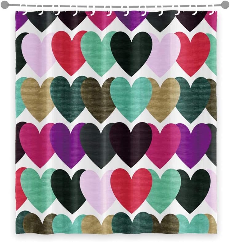 OERJU 65x72inch Colorful Heart Shower Curtain