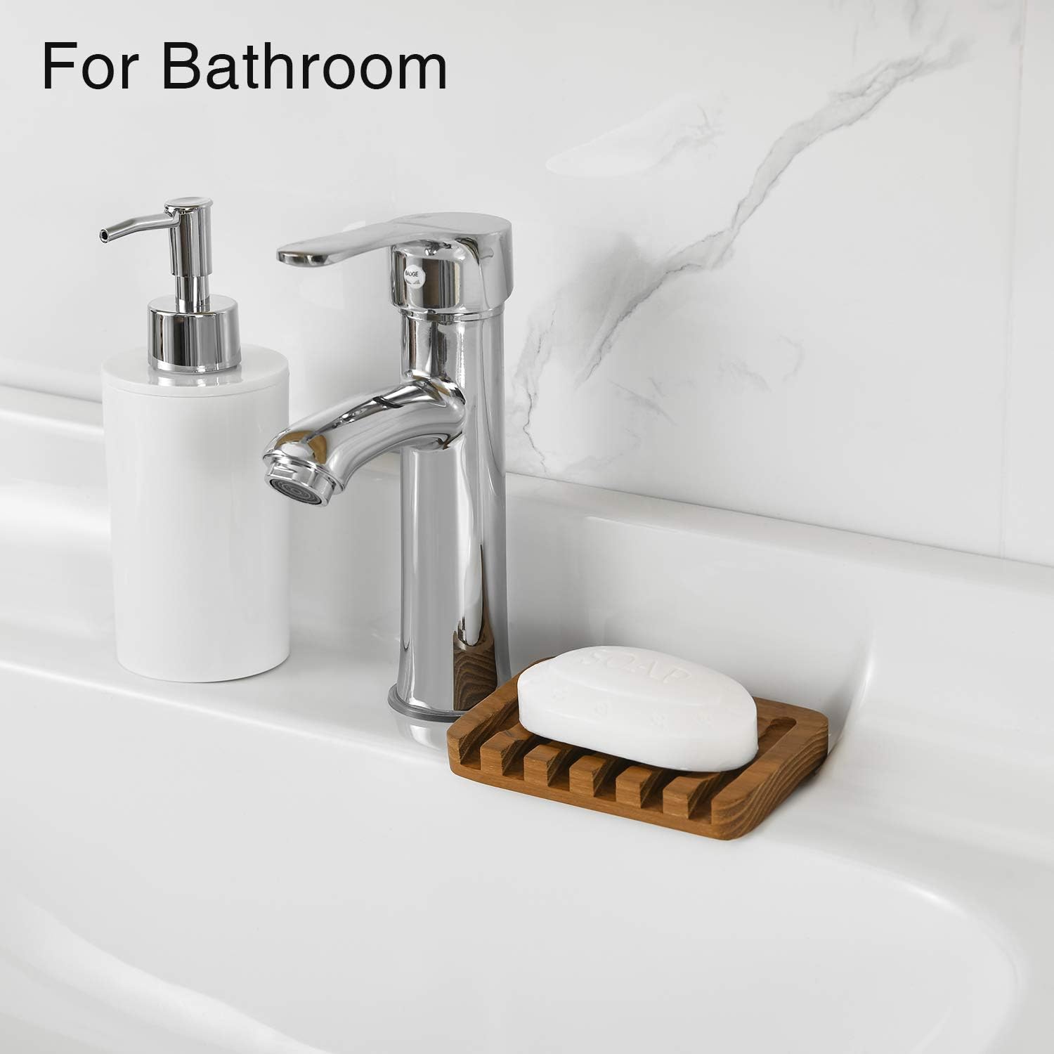 SUBEKYU Wooden Soap Dish with Self Draining Tray 1