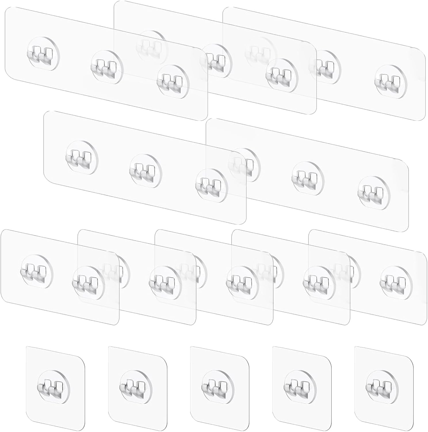 Tatibana 15 Pack Clear Adhesive Hooks for Shower Racks