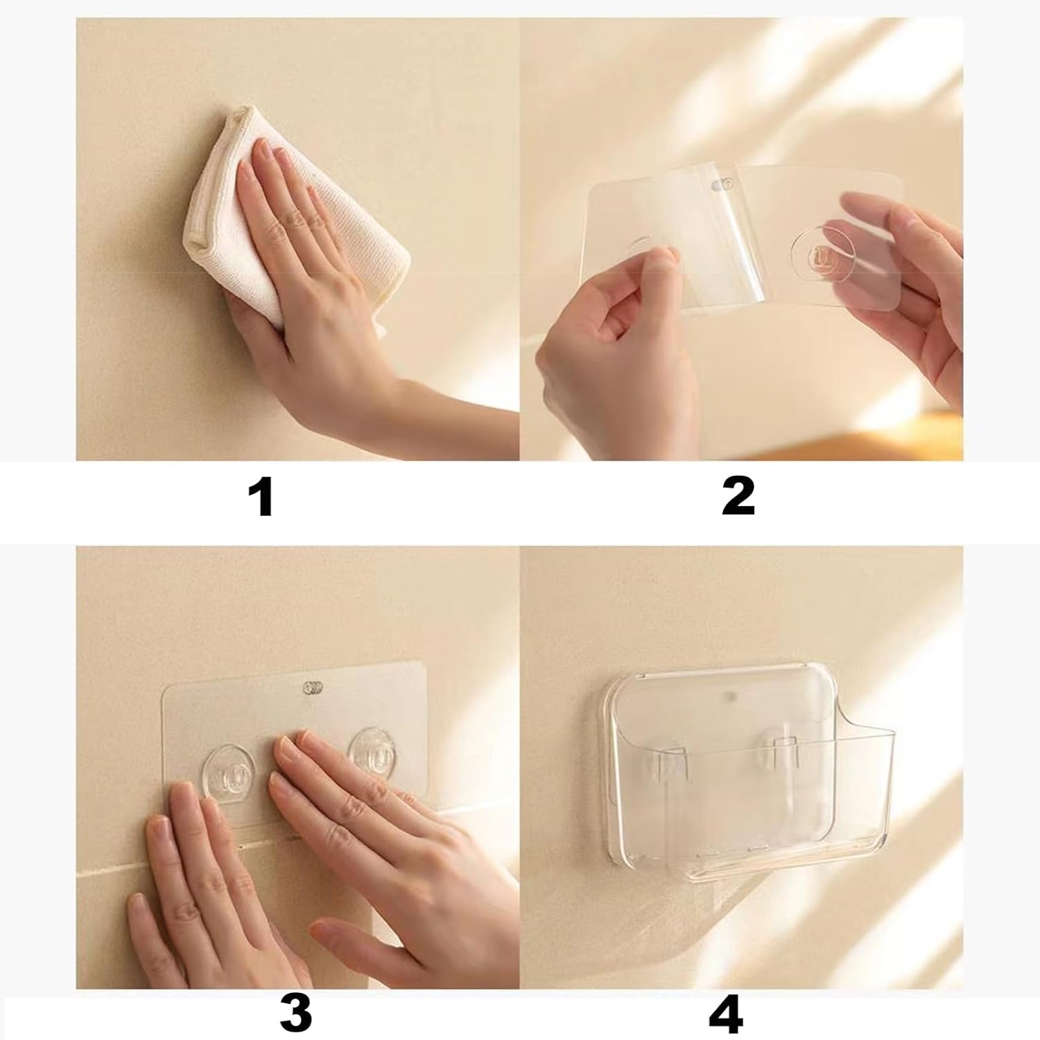 HLIN 2 Pack Acrylic Shower Shelves With Soap Holder