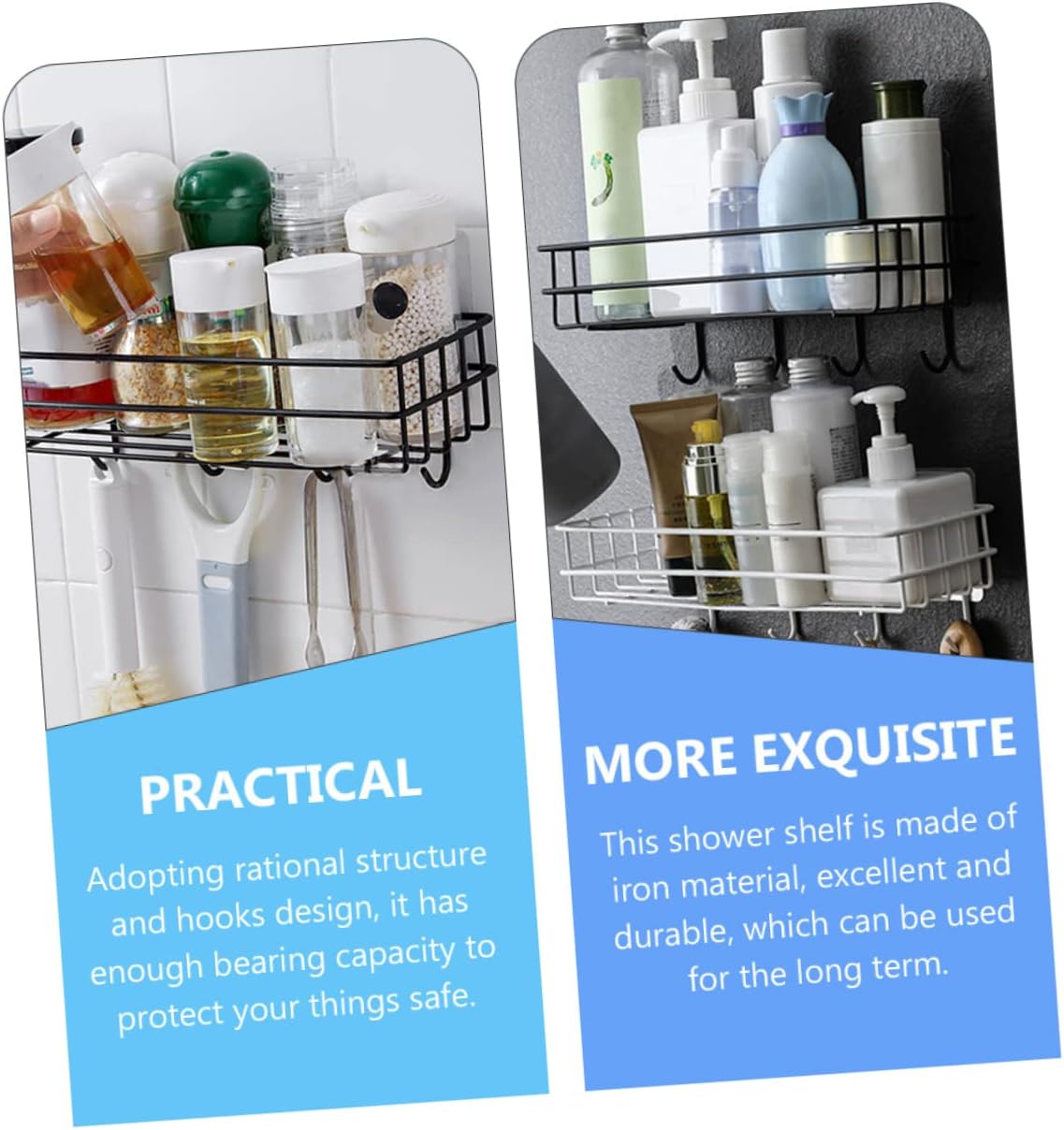 LIFKICH Iron Wall Mounted Shower Organizer Shelf