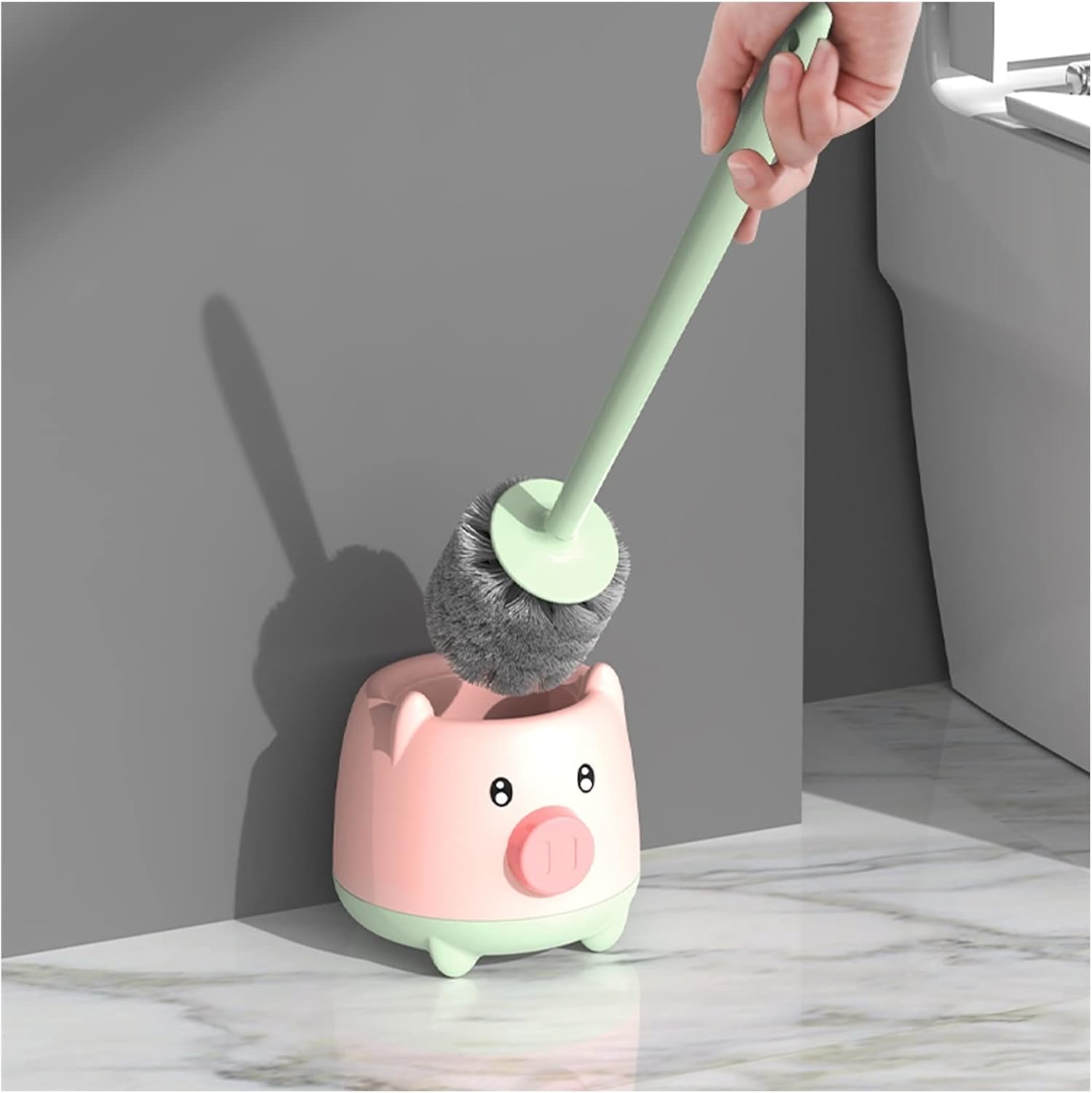 TOMYEUS Wall-Mounted Toilet Brush with Base Yellow