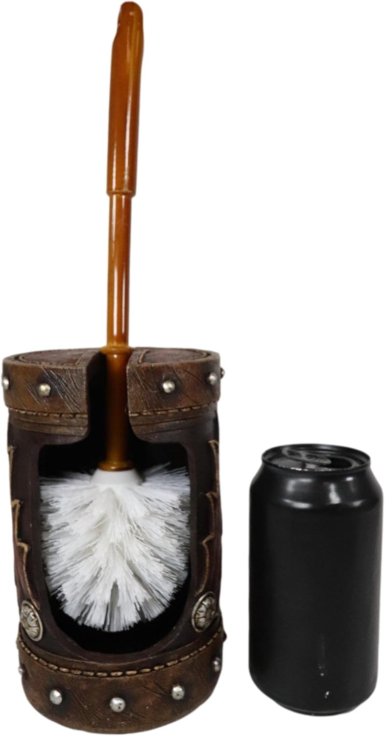 Ebros Gift Western Red Tan Cowboy Toilet Brush Holder