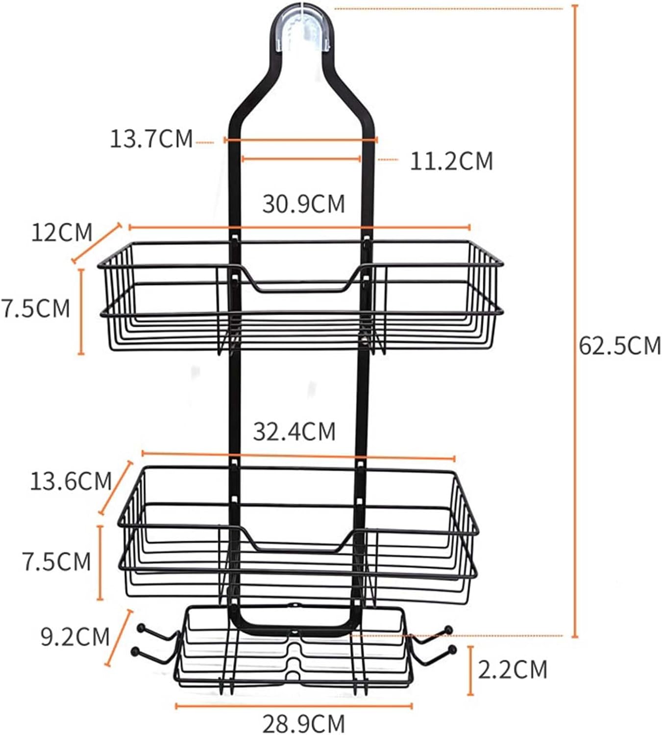 Zheararm Shower Caddy Over Shower Head with Hooks and Capacity
