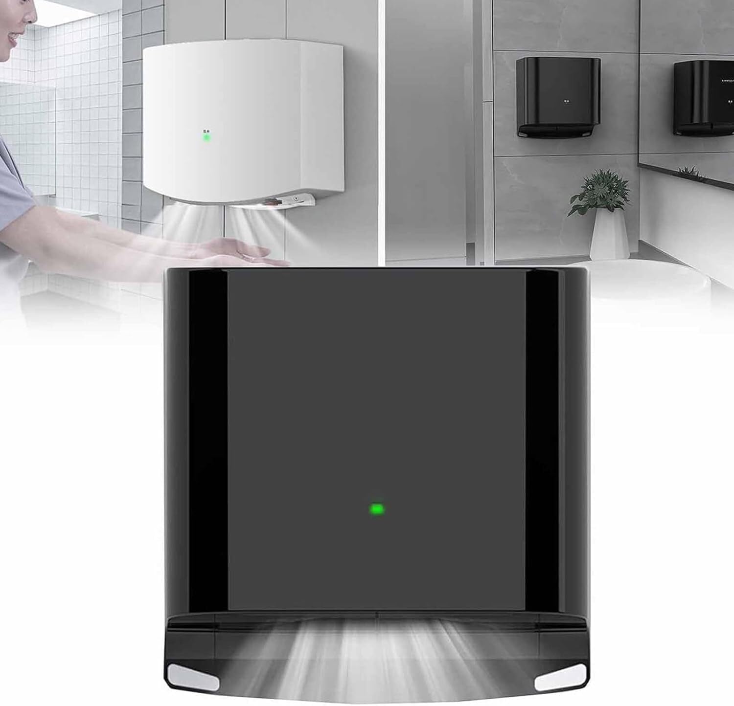 Automatic Touch-Free Hand Dryer with PTC Heating 1250W High Speed Black 1