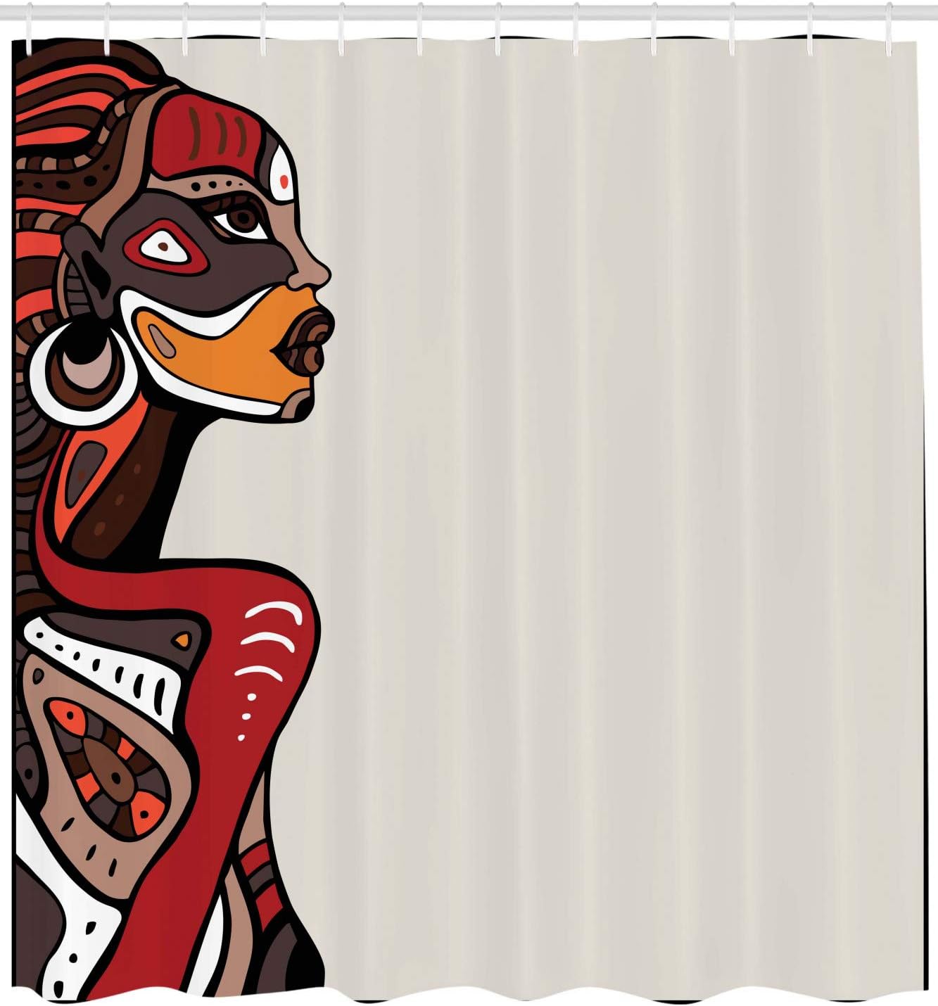 Ambesonne African Shower Curtain with 12 Hooks 69 x 70