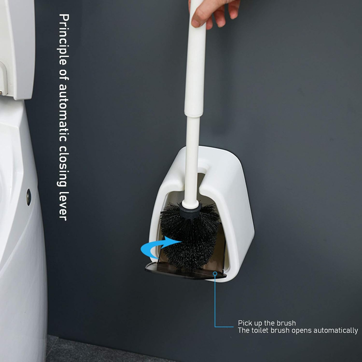 NLIAN Toilet Brush and Holder Set - Automatic Opening and Closing
