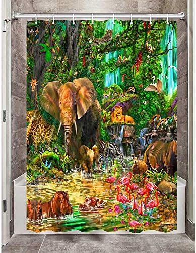 Gdmoon Jungle Animal Shower Curtain Set with 12 Hooks 60x72In 1