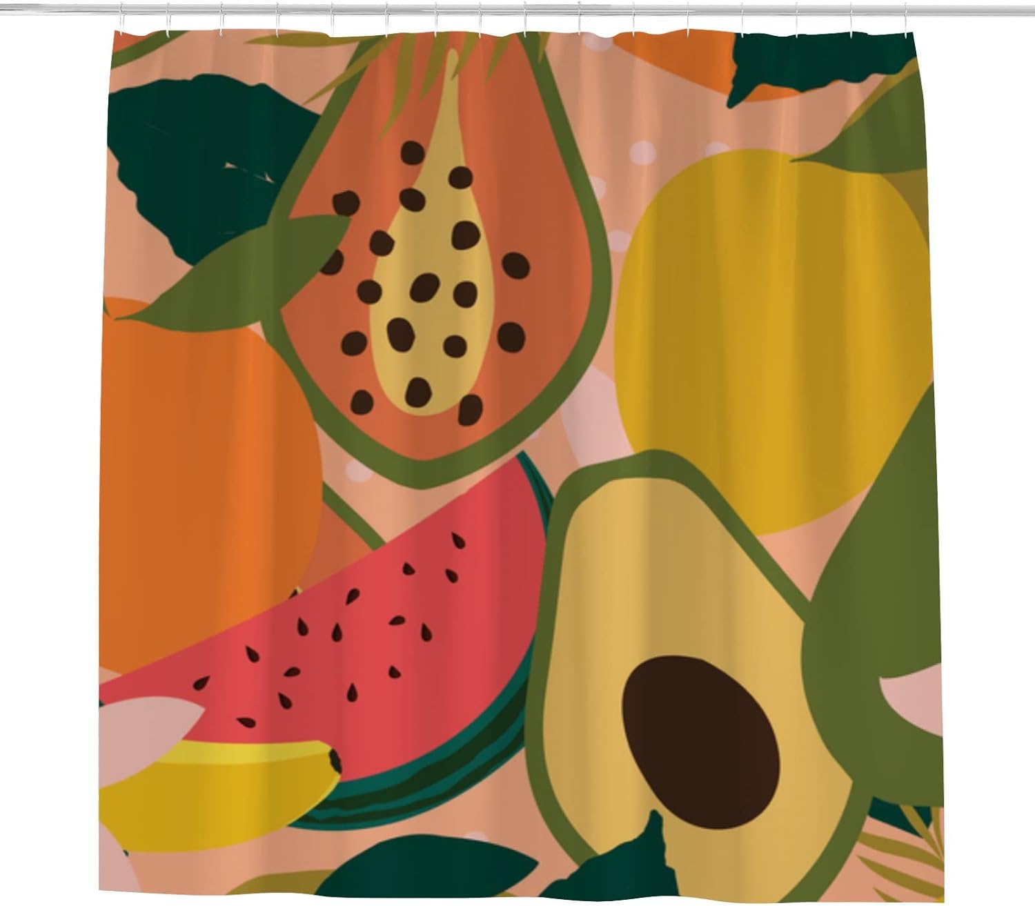 ZHIMI Tropical Fruit Banana Orange Lemon Shower Curtain 60x72in