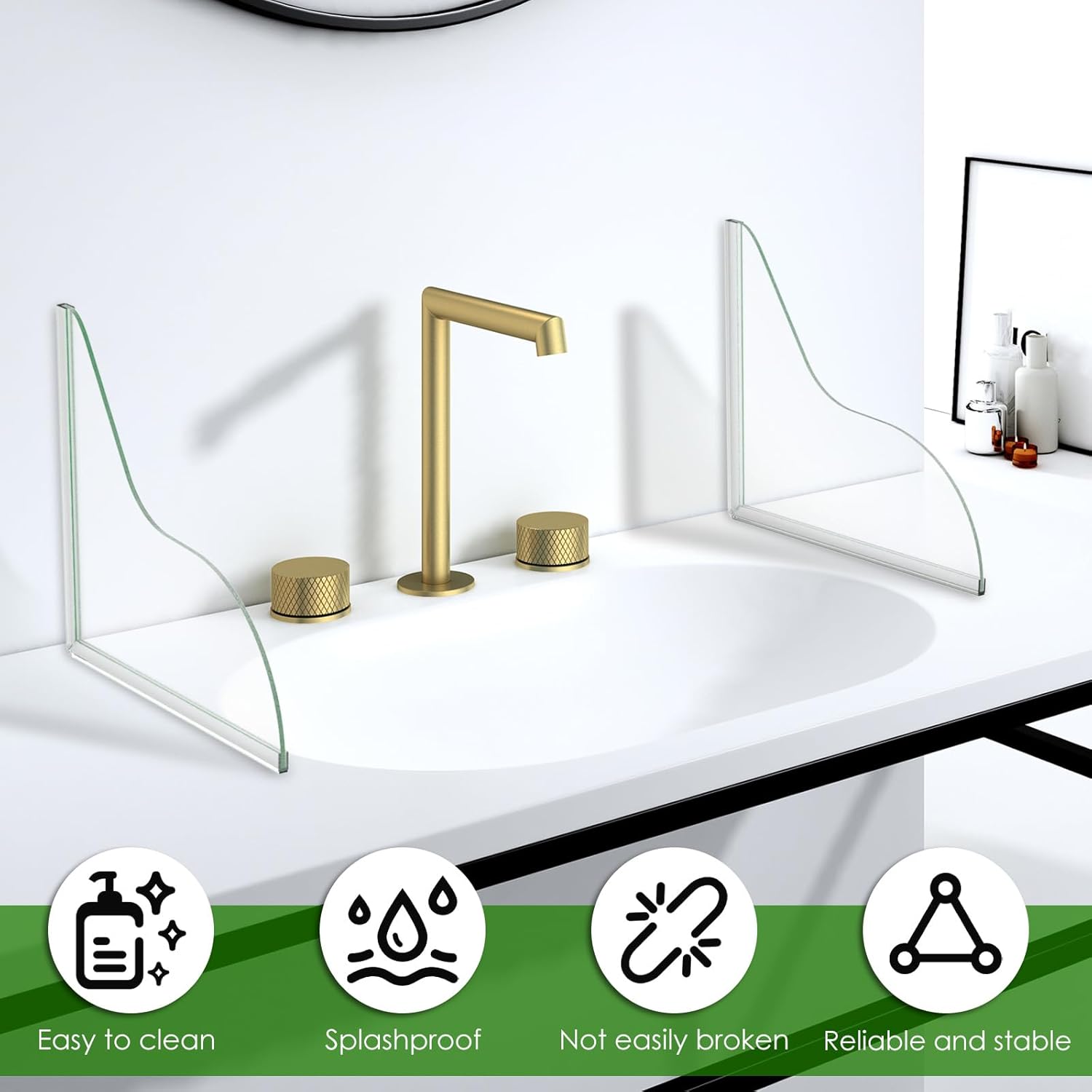 2 Pack Acrylic Shower Splash Guards - 826 Dx728 H