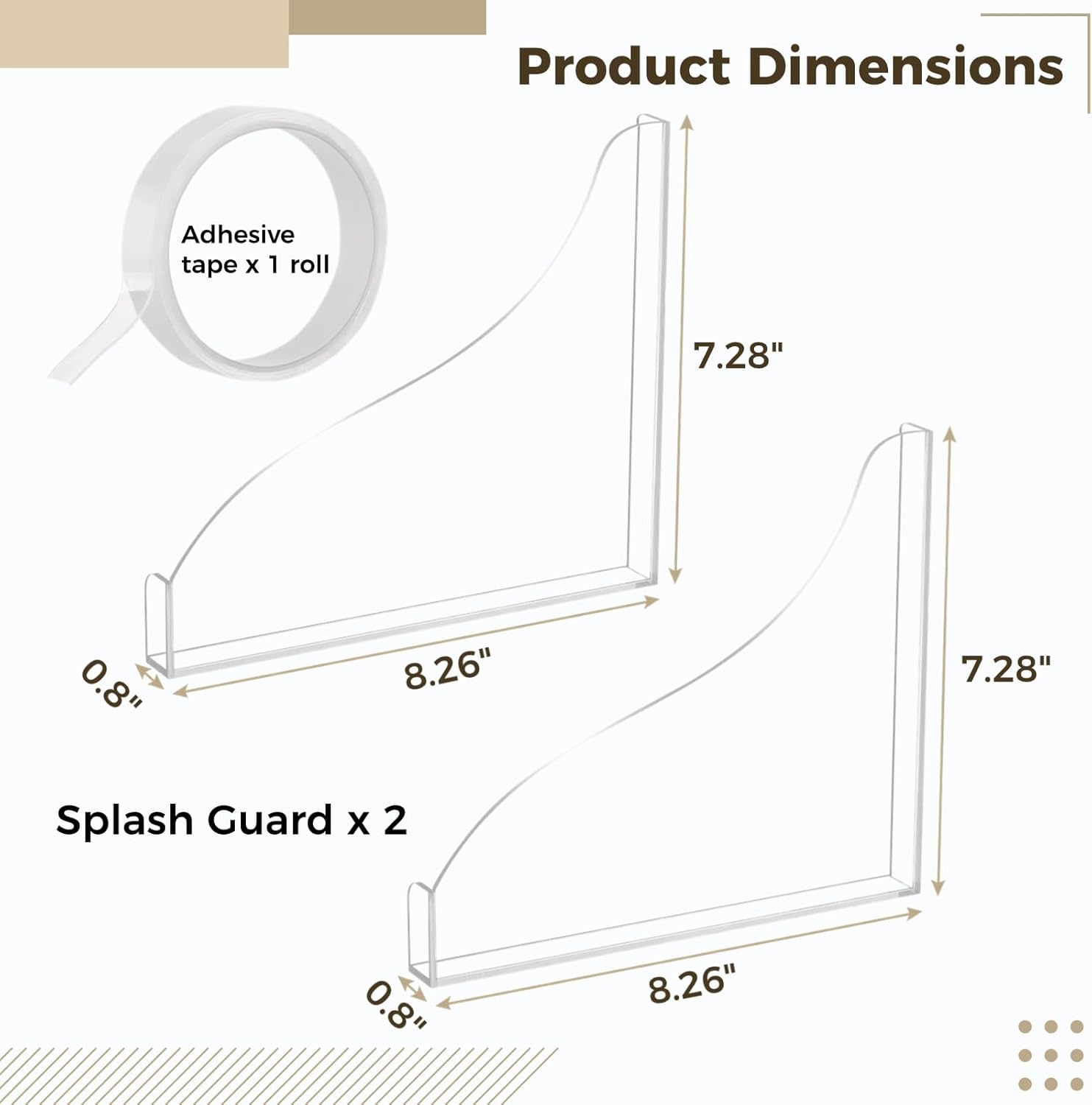 Lnrueg 2PCS Clear Shower Splash Guards with Adhesive Tape