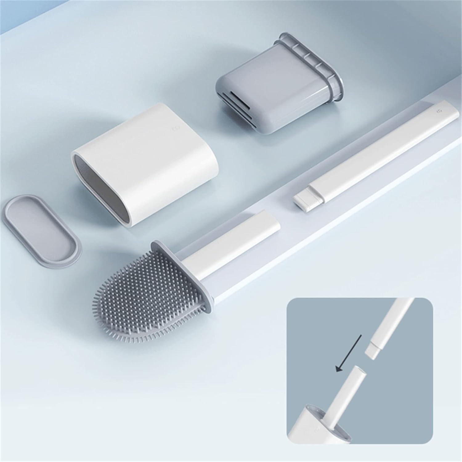 Creative Detachable Wall-Mounted Toilet Brush with TPR Head White