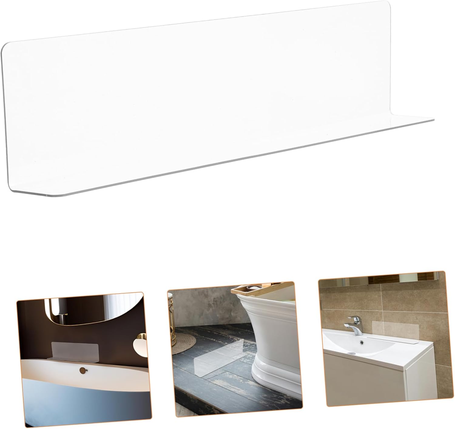 Wakauto Bathtub Corner Water Guard Splash Baffle PVC