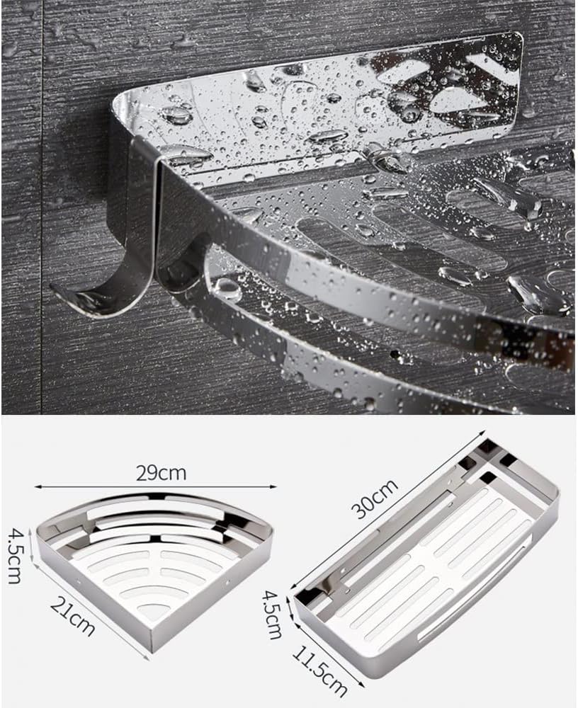 Stainless Steel Wall Mount Shower Caddy with No Drilling Option