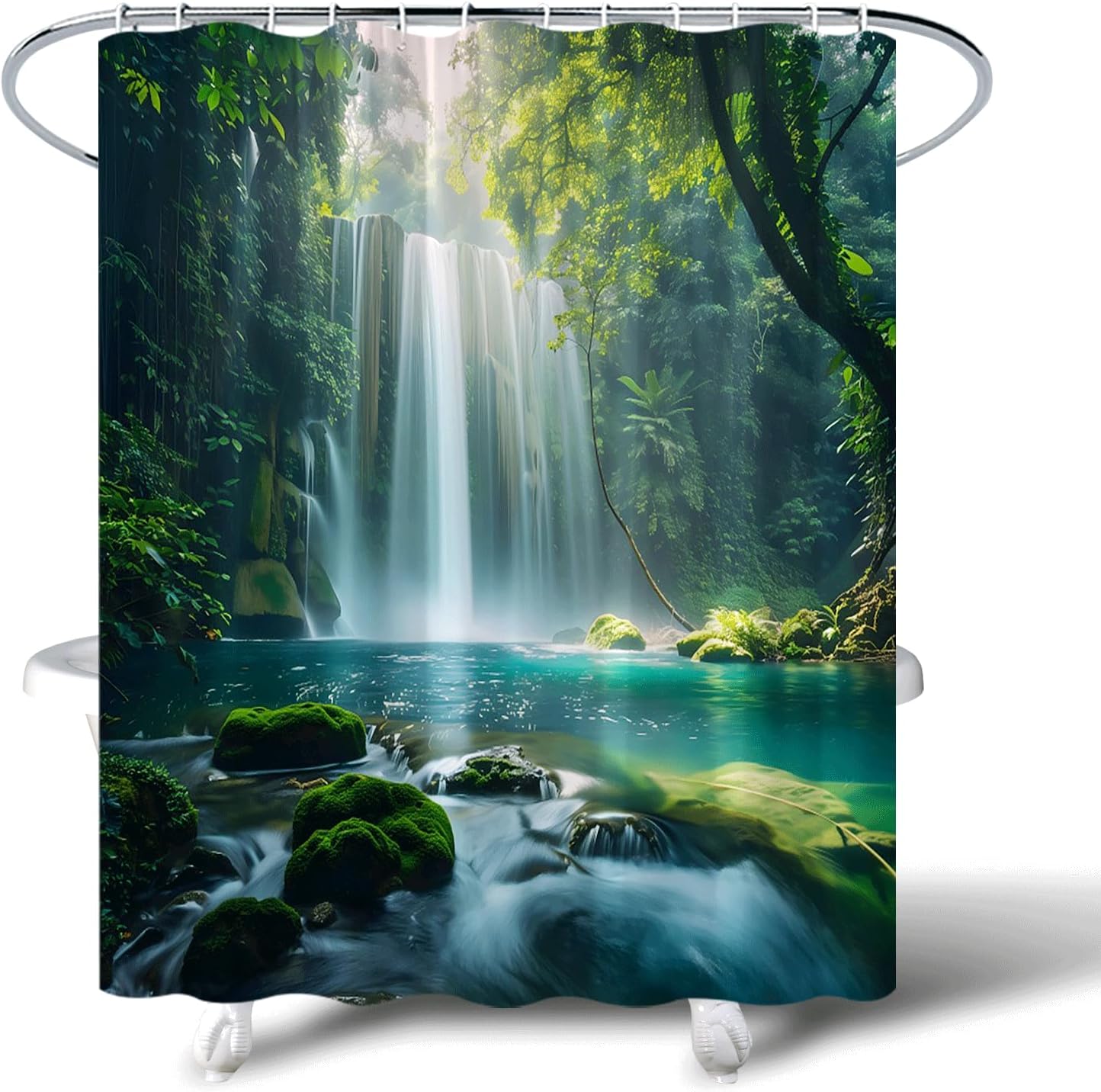 Tropical Rainforest Shower Curtain with Hooks 70x70 Inch