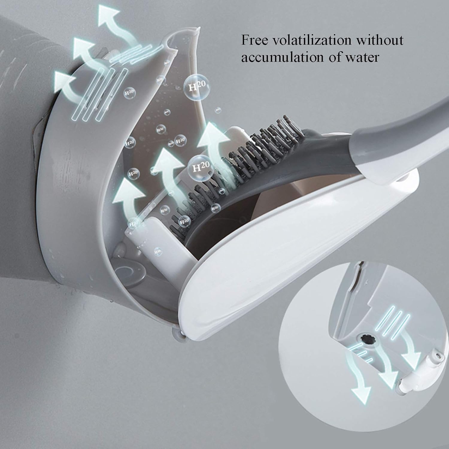 NLIAN Silicone Toilet Brush with Holder Gray