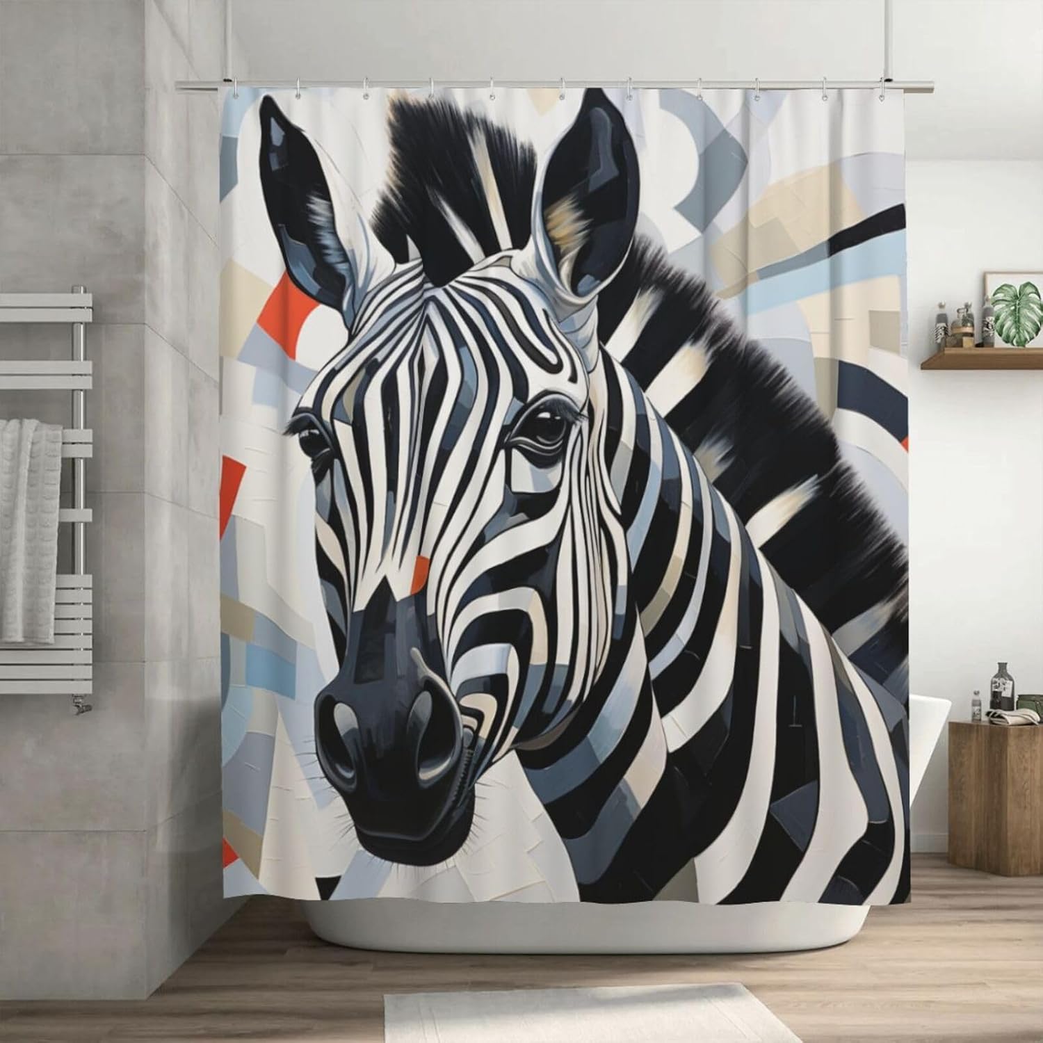 DAOWANGZUO Zebra Shower Curtain Set 72x72in
