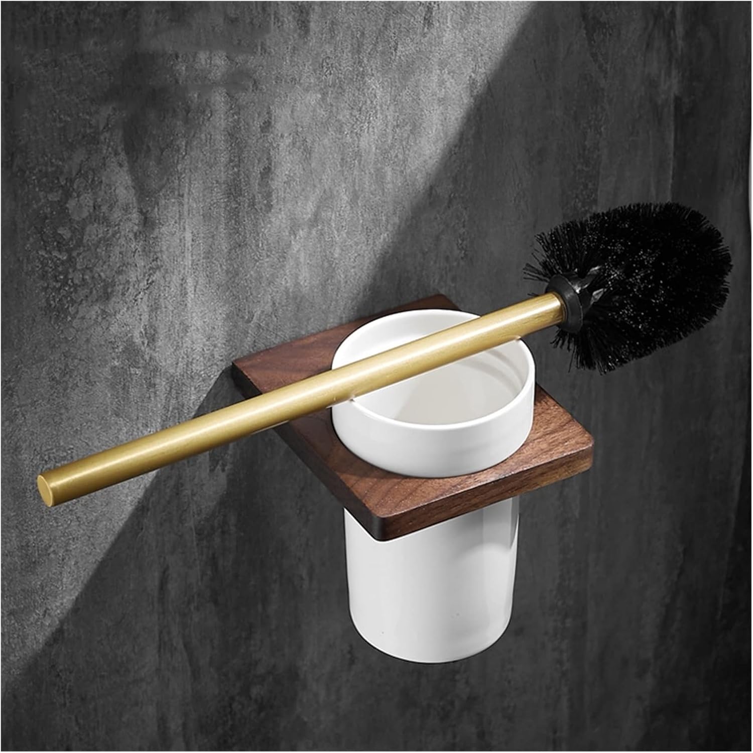 INPETS Toilet Brush Holder with Ceramic Cup and Aluminum Pole