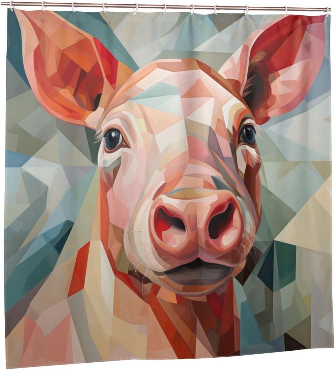 DAOWANGZUO Pig Shower Curtain Set 72x72in 1