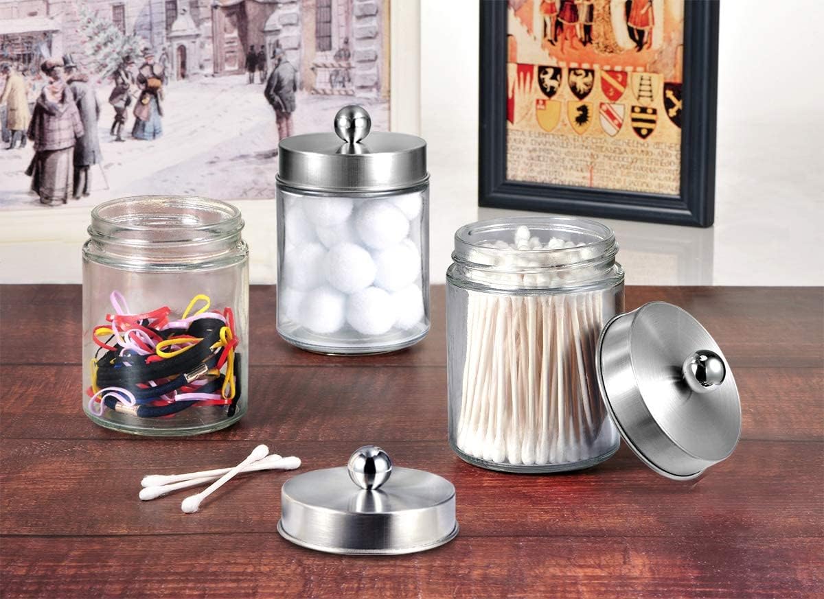 Amolliar Apothecary Jars Vanity Organizer - Brushed Nickel