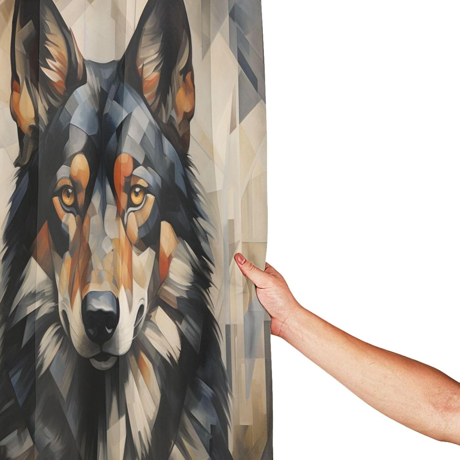 Black Dog Boho Shower Curtain Set with 12 Hooks 72x72in