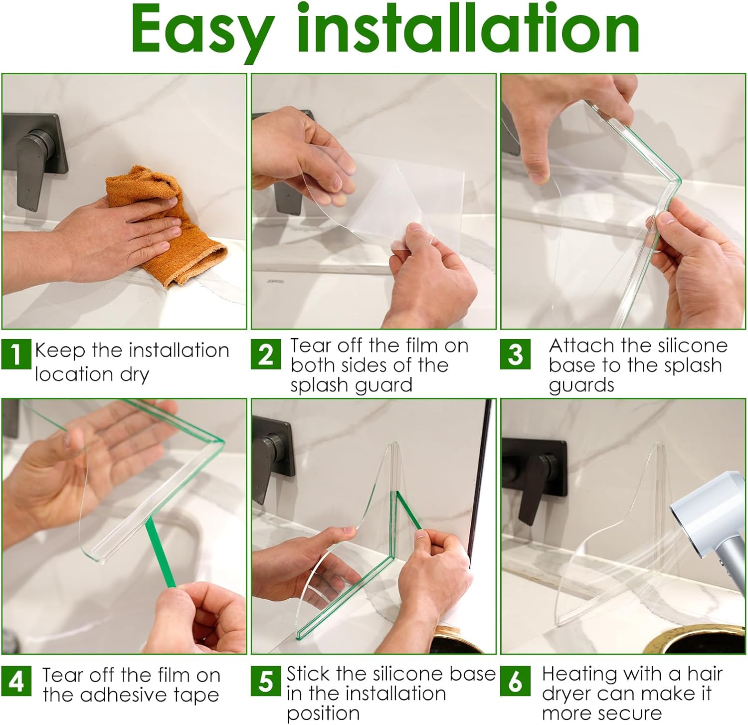2 Pack Acrylic Shower Splash Guards - 826 Dx728 H