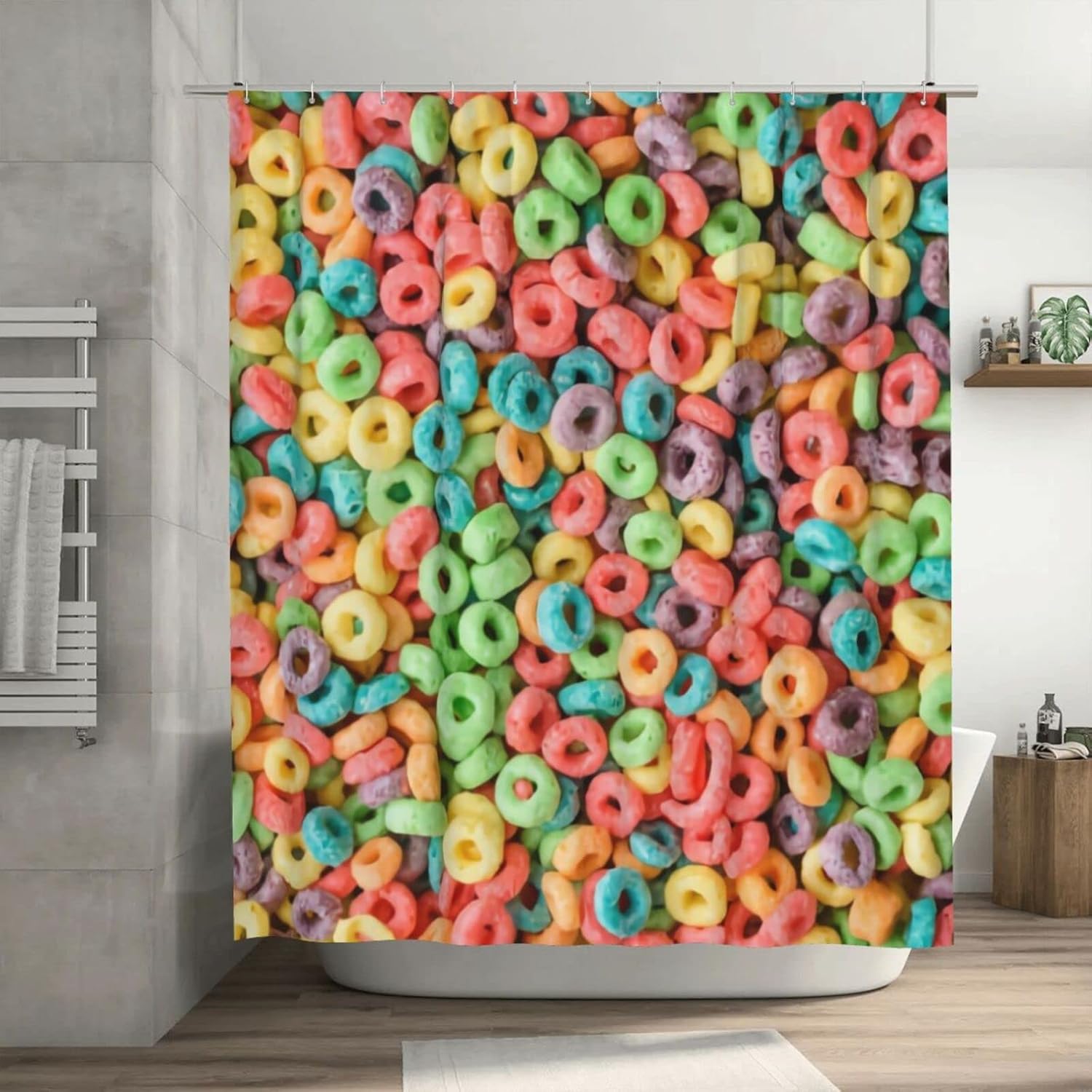 OLGCZM 3D Fruit Hoops Shower Curtain 72x72 Inches