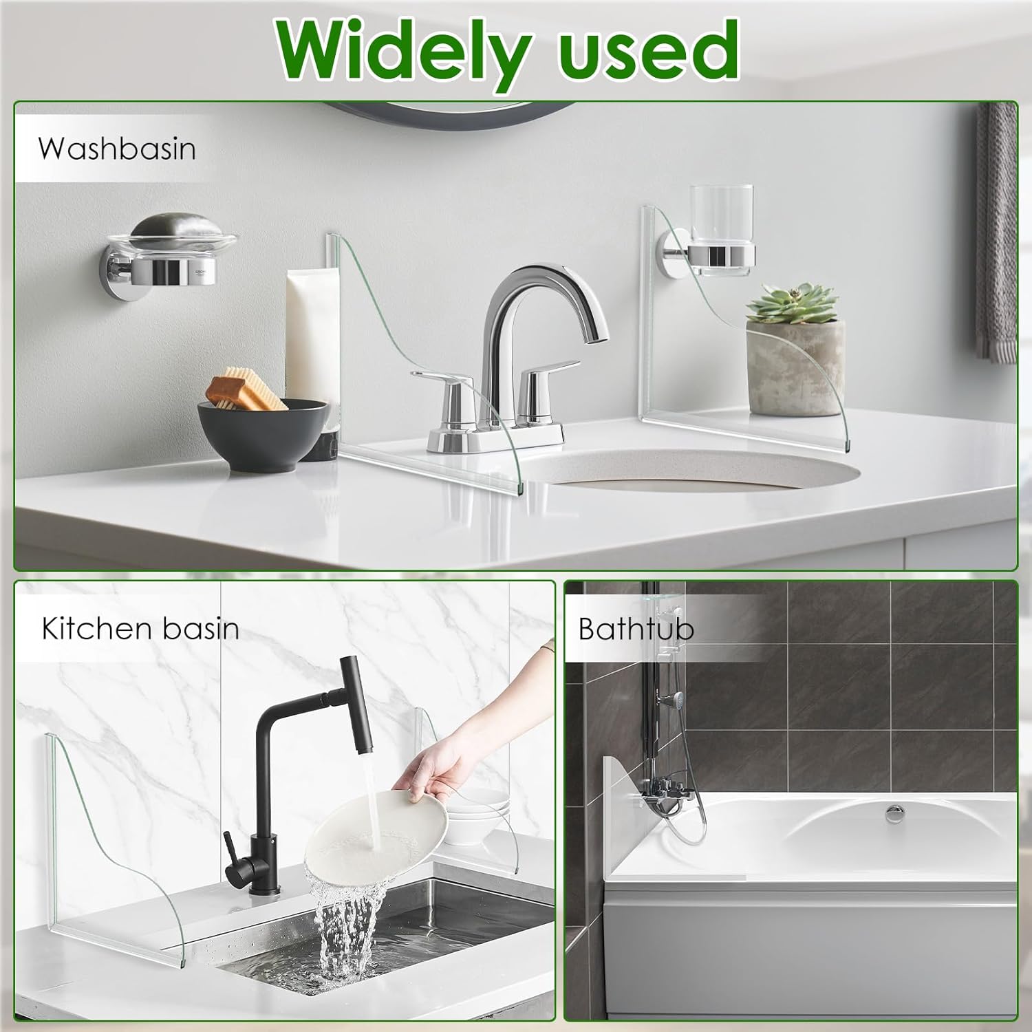 2 Pack Acrylic Shower Splash Guards - 826 Dx728 H