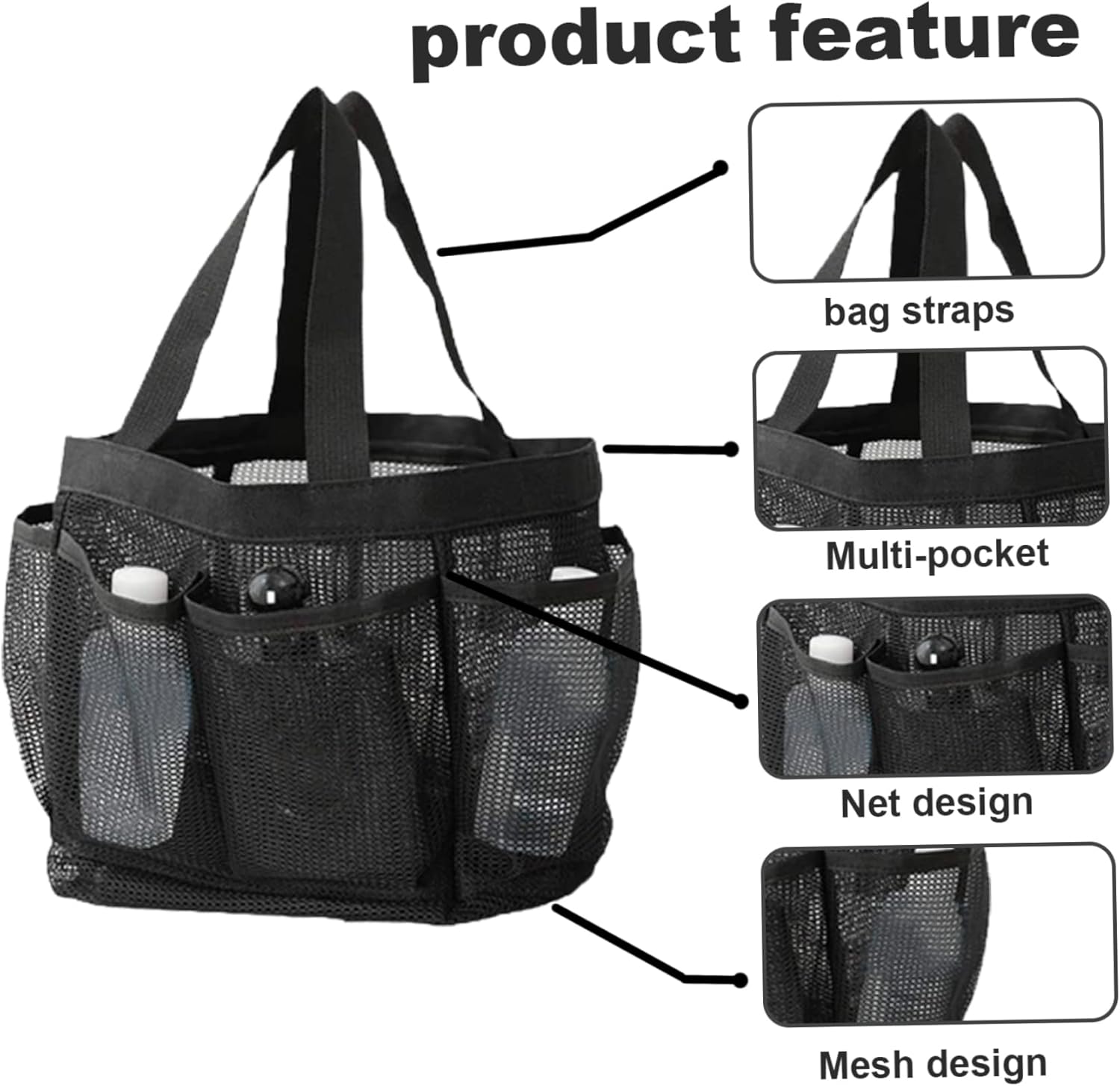 Mesh Shower Caddy Bag 8-Pocket Portable and Lightweight