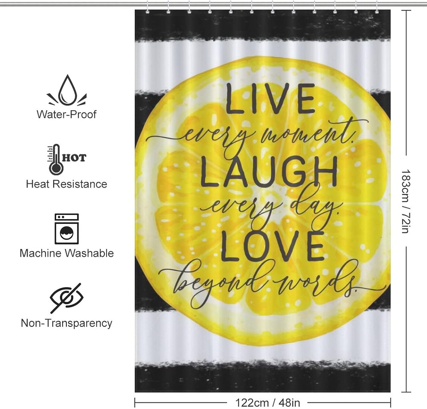 Fruit Chic Lemon Bath Curtain 48x72 Inch