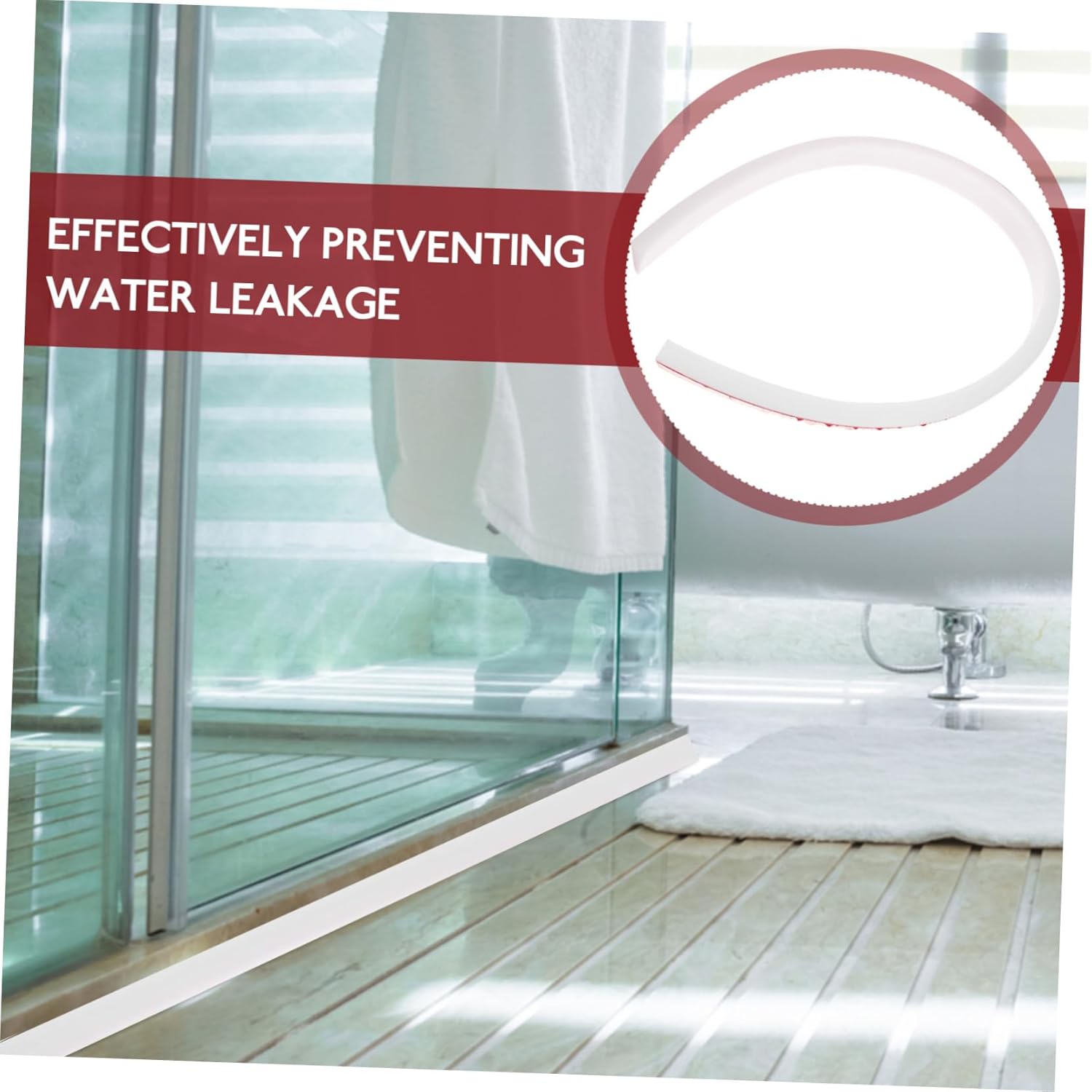 Tofficu Shower Water Stopper 50cm White Bathtub Splash Barrier
