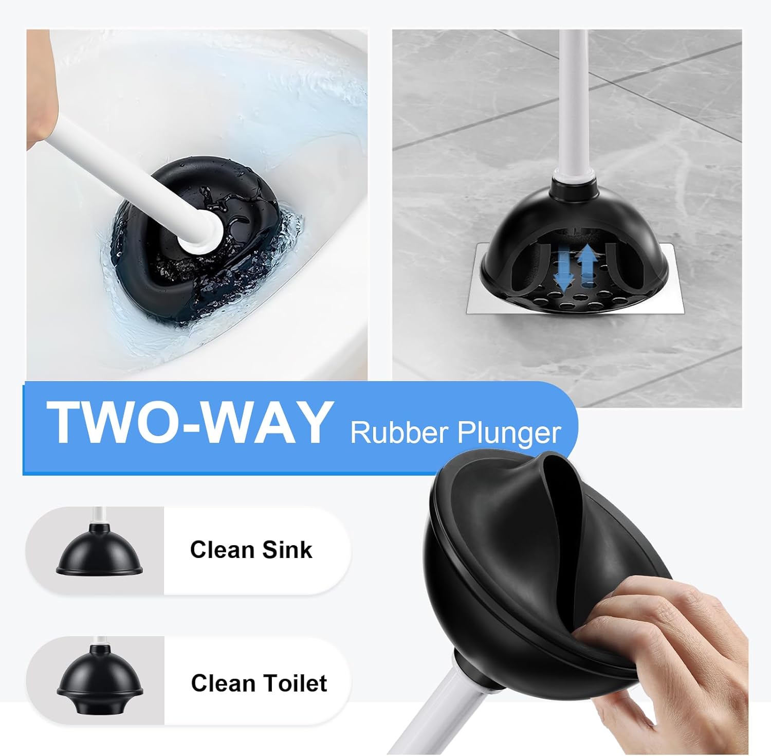HAMITOR Toilet Plunger Brush Combo Set with Holder