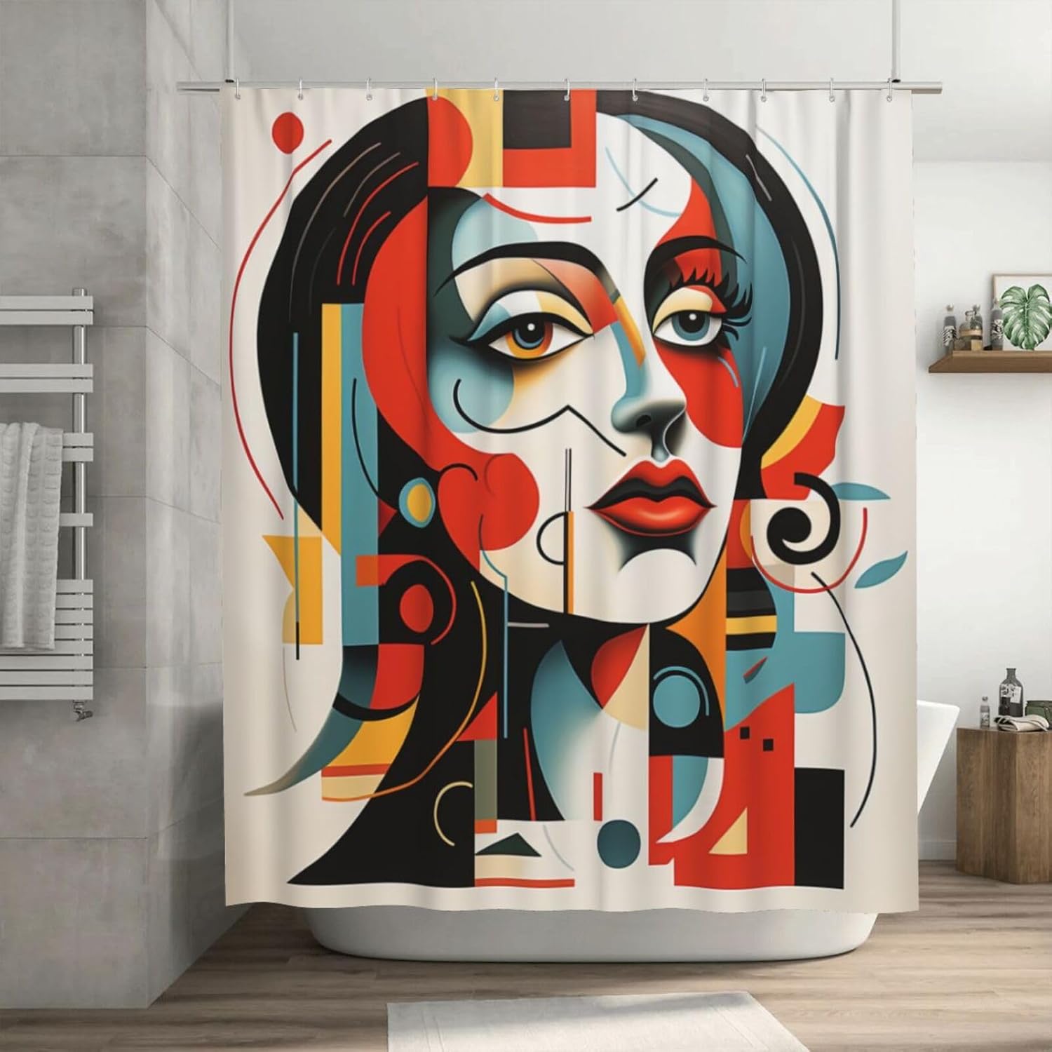 DAOWANGZUO Abstract Girl Boho Shower Curtain Set 72x72in