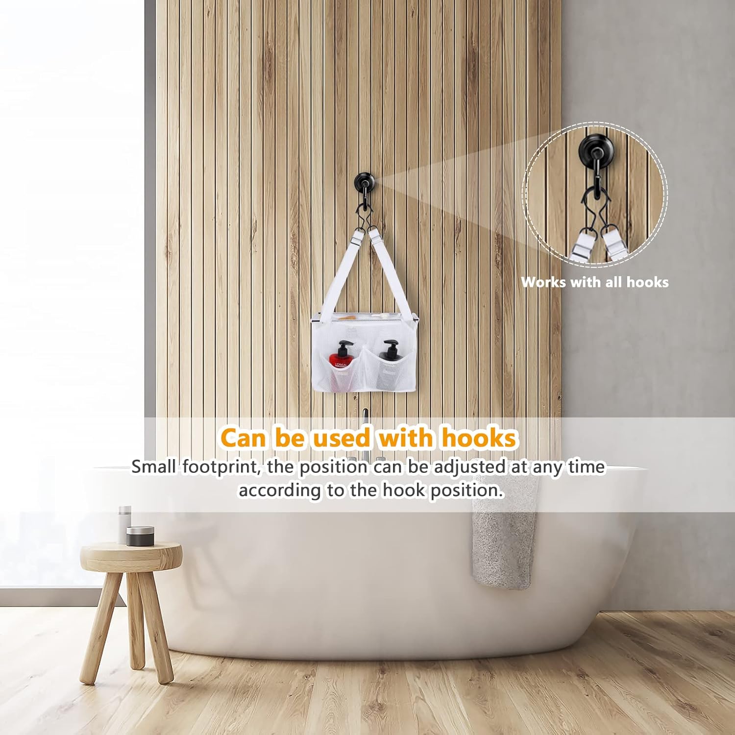 Phying Hanging Mesh Shower Caddy with 4 Pockets